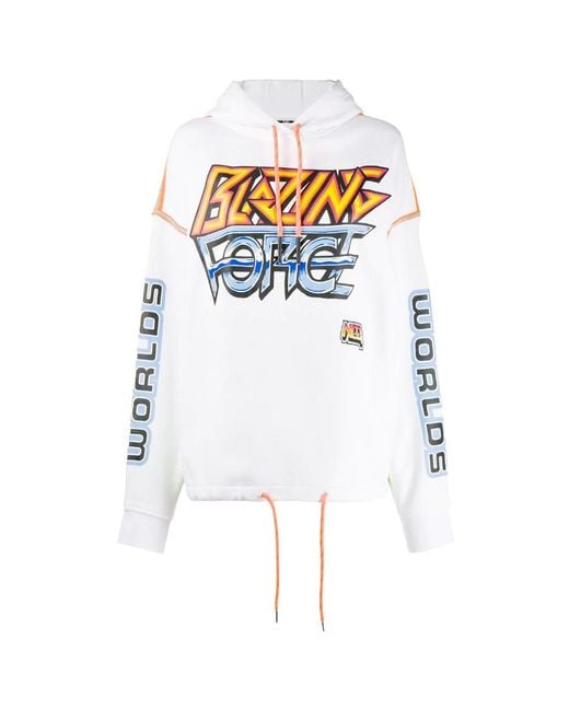 McQ Alexander McQueen White Pattern Printed Hooded Sweater