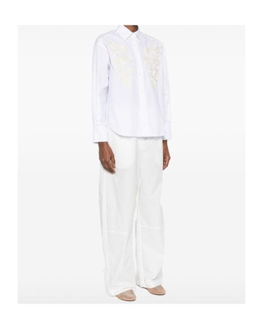 ERMANNO FIRENZE White Embroidered Classic Shirt