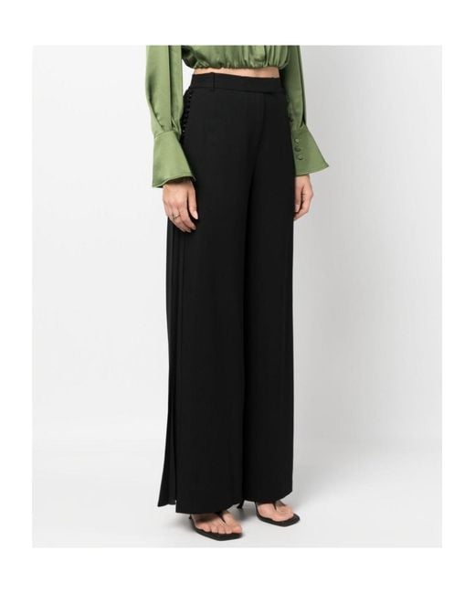 Jonathan Simkhai Black Blossom Pleated Tailored Trousers