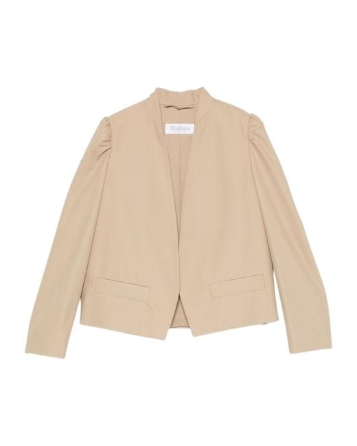 Max Mara Black Phebe Puff-Sleeve Open-Front Jacket