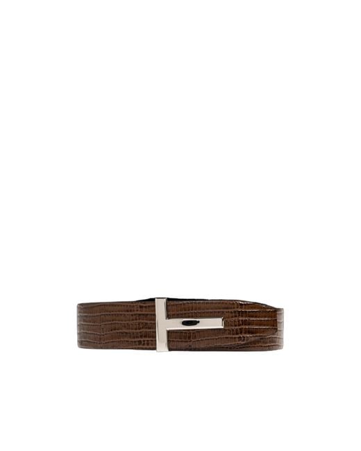 Tom Ford Brown Scale-Patterned Belt for men
