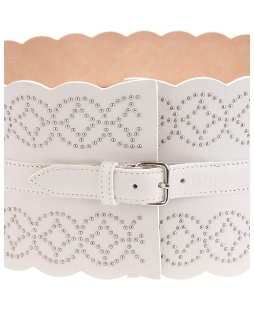 Alaïa White Alaïa Embellished Buckled Belt