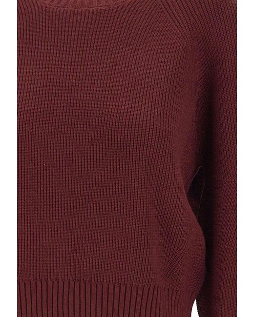 Kaos Red Balloon-Sleeve Knitted Sweater