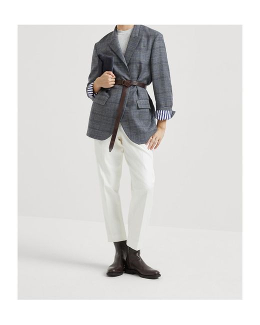 Brunello Cucinelli Gray Crewneck Ribbed Jumper