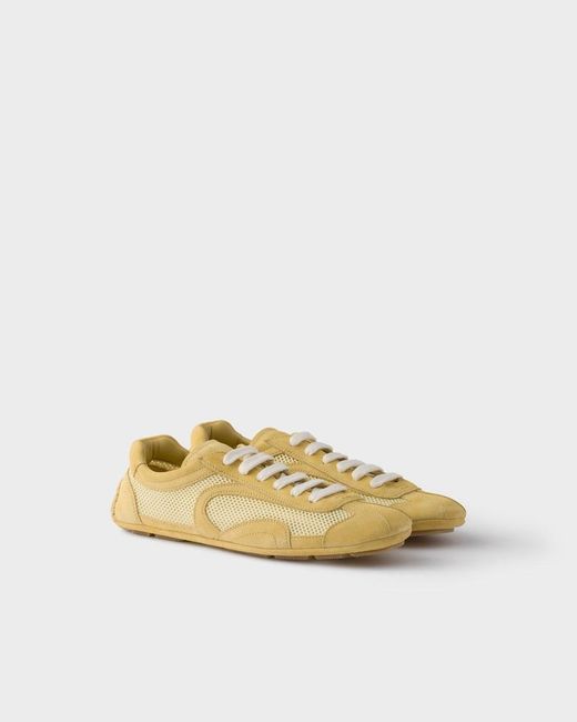 Prada Natural Montecarlo Re-Edition 2005 Suede And Mesh Sneakers