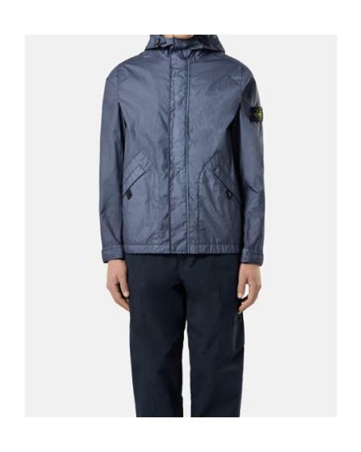 Stone Island Blue Breathable Waterproof Hooded Jacket for men