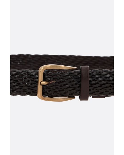 Brunello Cucinelli White Interwoven-Designed Buckled Belt for men