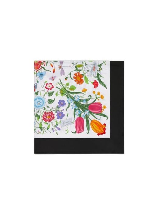 Gucci Black Printed Silk Wool Shawl