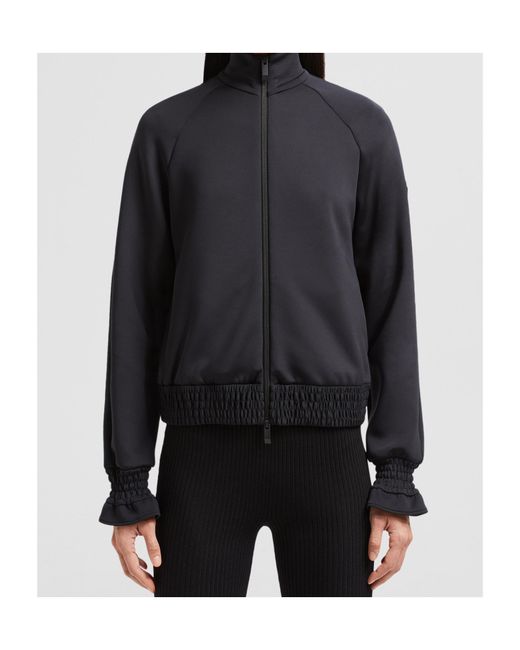 Moncler Black Logo Patch Zip-Up Cardigan