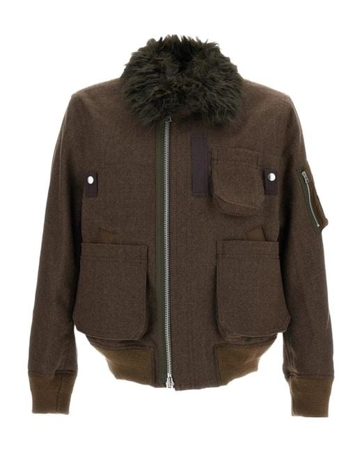 Sacai Brown Long-Sleeve Casual Jacket for men
