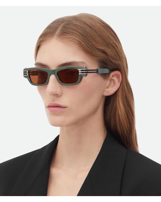 Bottega Veneta White Eyewear Bolt Squared Frame Sunglasses