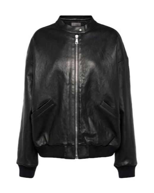 Stouls Black Pharrell Leather Bomber Jacket