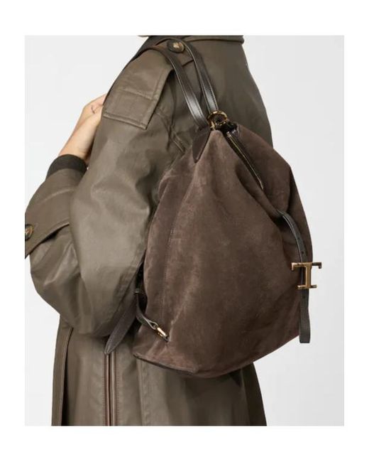 Tod's Brown T Timeless Medium Shoulder Bag