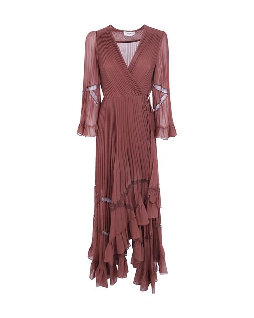 Twinset Red Pleat Design Maxi Dress