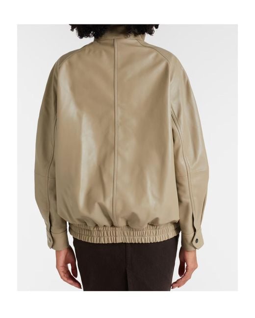 Nour Hammour Natural Long-Sleeved Leather Jacket