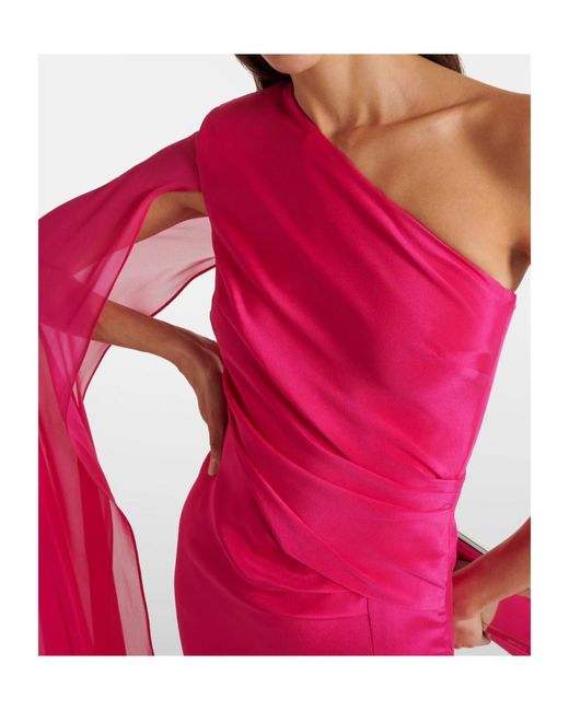 Roland Mouret Pink Asymmetic Silk Chiffon Gown