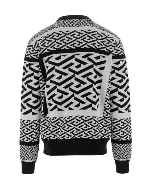 Versace Black La Greca Knitted Jumper for men
