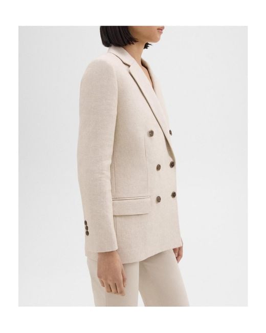 Theory White Double-Breasted Tailored Blazer