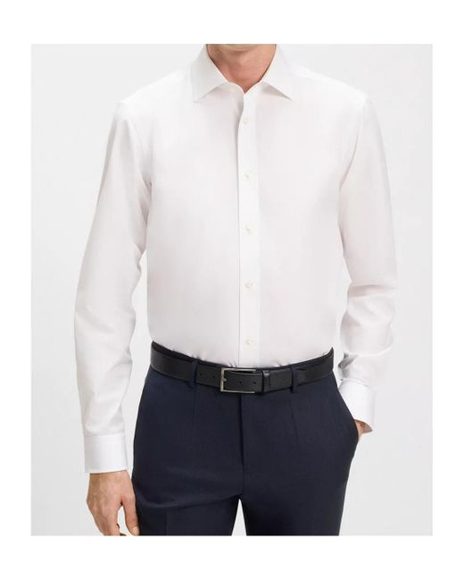 Boss White X David Beckham Joe Tailored Long-Sleeve Shirt for men