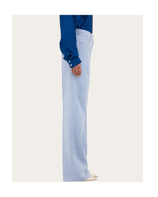 Ferragamo Blue Five-Pocket Pants