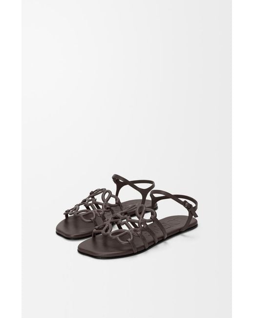Loewe Brown X Paula's Ibiza Leather Petal Anagram Sandals