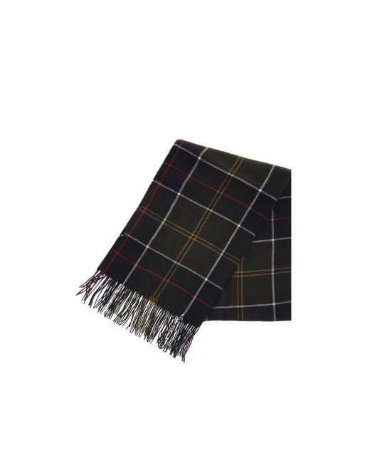 Barbour Black Check-Pattern Fringed Scarf