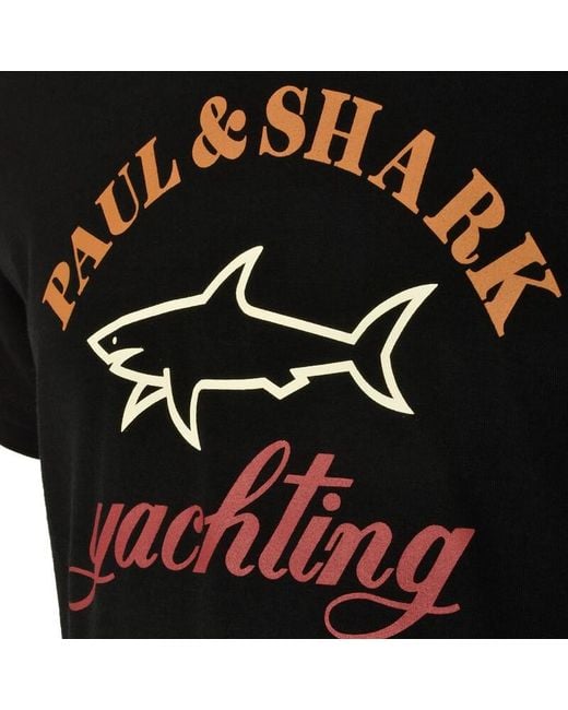Paul & Shark Black Logo Pattern T-Shirt for men