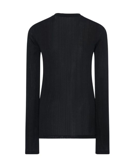 The Row Black Dantea Ribbed-Knit Long-Sleeve Top