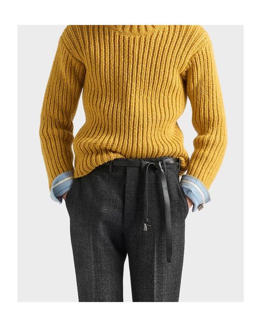 Prada Yellow Shetland Wool Crew-Neck Sweater for men