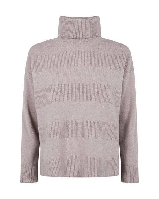 D.exterior Gray Embeliished High Neck Jumper