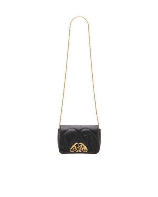McQueen Black The Seal Mini Crossbody Bag