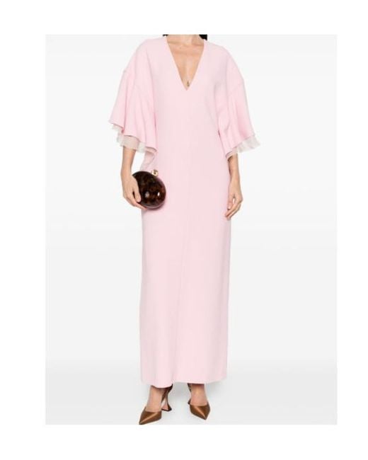 Alberta Ferretti Pink V-Neck Dress