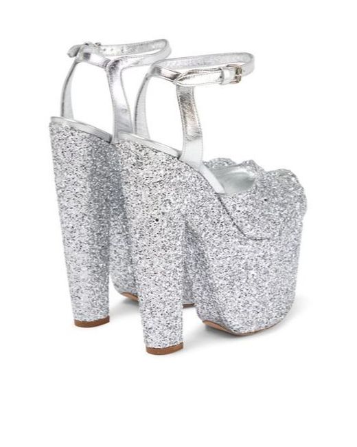 Giambattista Valli Gray Glitter Platform Sandals