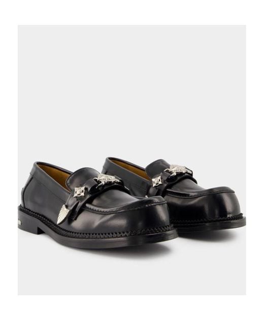 Toga Black Square-Toe Embellished Loafers