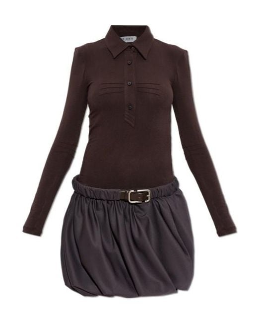 The Attico Black Long-Sleeved Dress