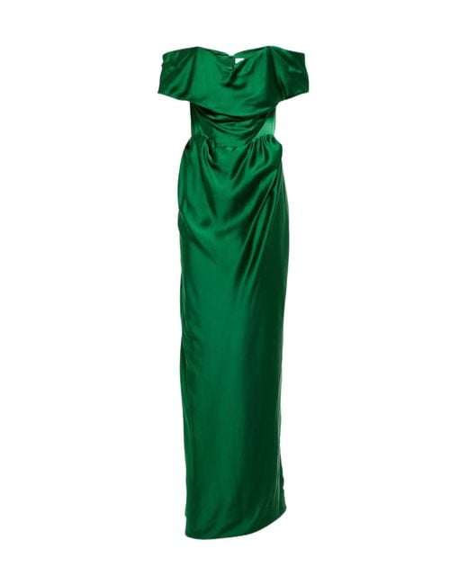 Vivienne Westwood Green Off-Shoulder Satin Gown