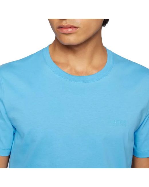 Boss Blue T-Shirt With Round Neck And Short Sleeves for men