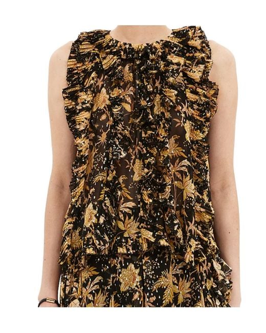 Ulla Johnson Metallic Sleeveless Layered Ruffled Vest