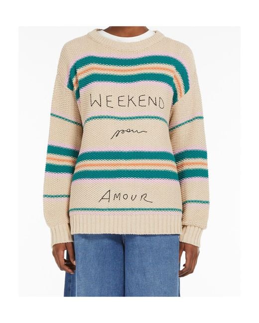 Weekend by Maxmara Blue Angus Striped Knitted Jumper