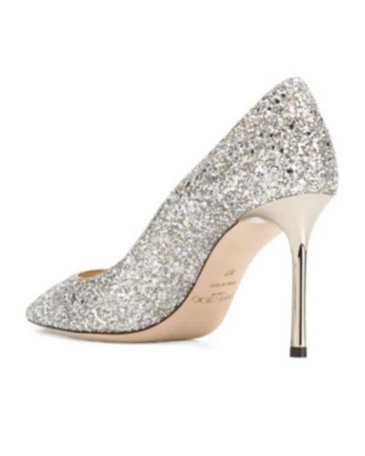 Jimmy Choo White Crystal-Adorned High Heels