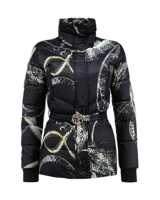 Just Cavalli Black Stand-Collar Cotton Clothes