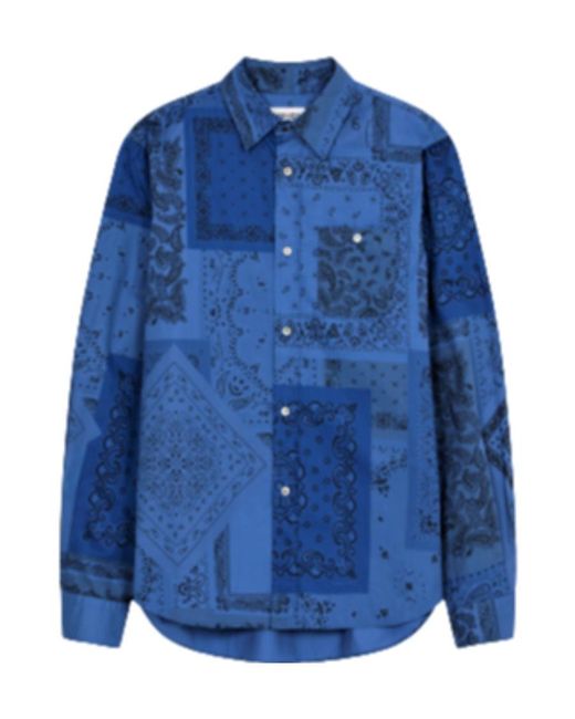 KENZO Blue Bandana-Print Cotton Shirt for men