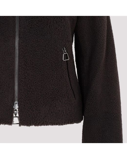 Akris Black Shearling-Collar Leather Jacket