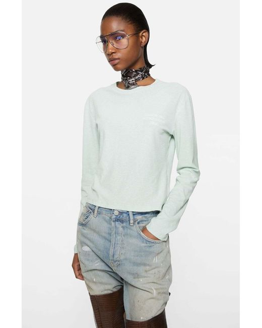 Acne White Longsleeve Logo T-Shirt