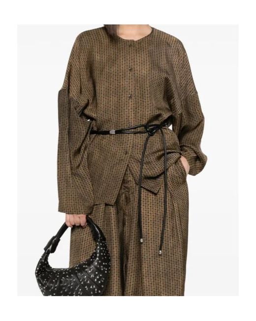 Uma Wang Brown Geometric Pattern Top