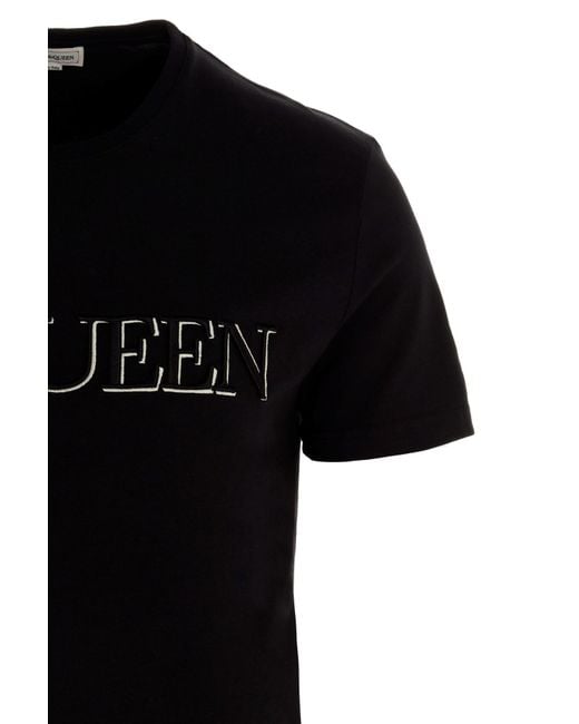 McQueen Black Logo Embroidered T-Shirt for men