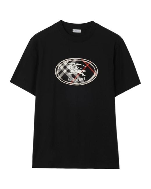 Burberry Black Logo Detailed Crewneck T-Shirt for men