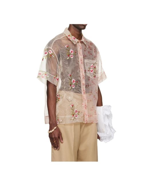 Simone Rocha Natural Sheer Patchwork Loose Shirt for men
