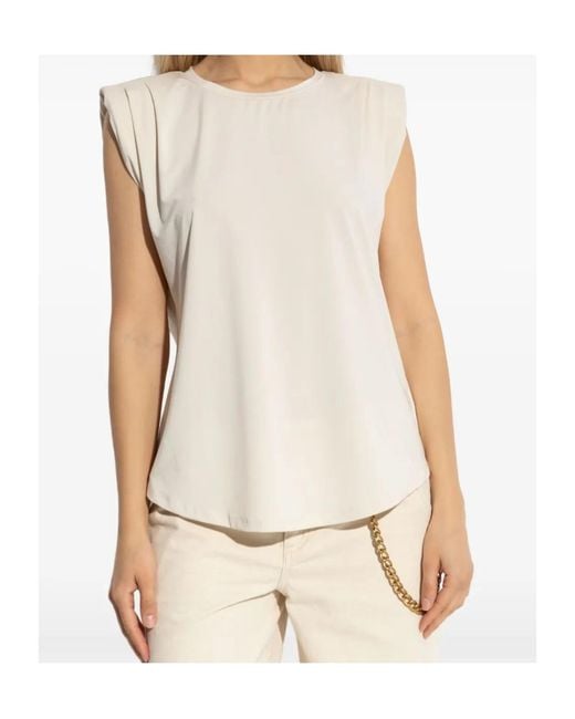 MICHAEL Michael Kors Natural Padded-Shoulder Top