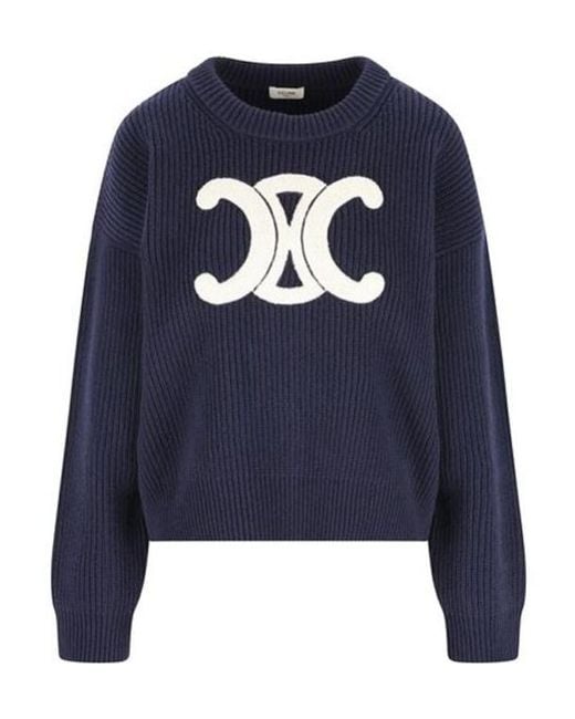 Céline Blue Crew Neck Sweater